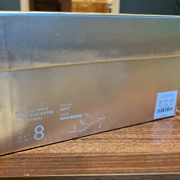 J. Crew Zadie triple bow strap heels metallic leather shoes sandals BV717 8 gold - Picture 3 of 5